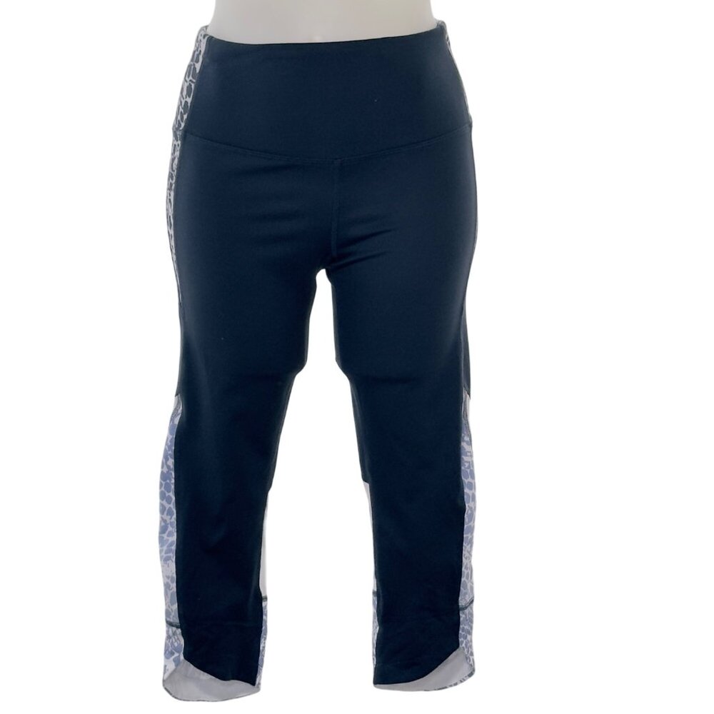 CHAMPION Womens Activewear Pants Blue Print Leggings Stretch Mesh Inserts Size M